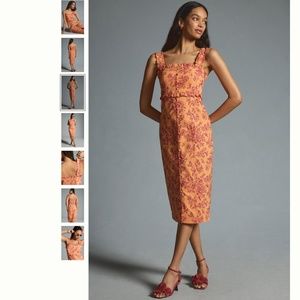 Anthropologie Orange and Pink Floral Dress